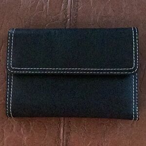 Liz Claiborne Black Wallet with White Stitching